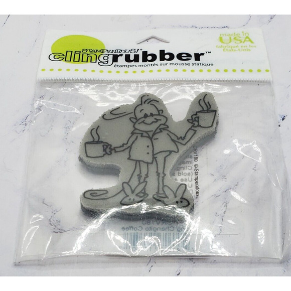 Stampendous Changito Coffee CRV110 Monkey Morning Coffee Cling Rubber Stamp - Picture 1 of 7